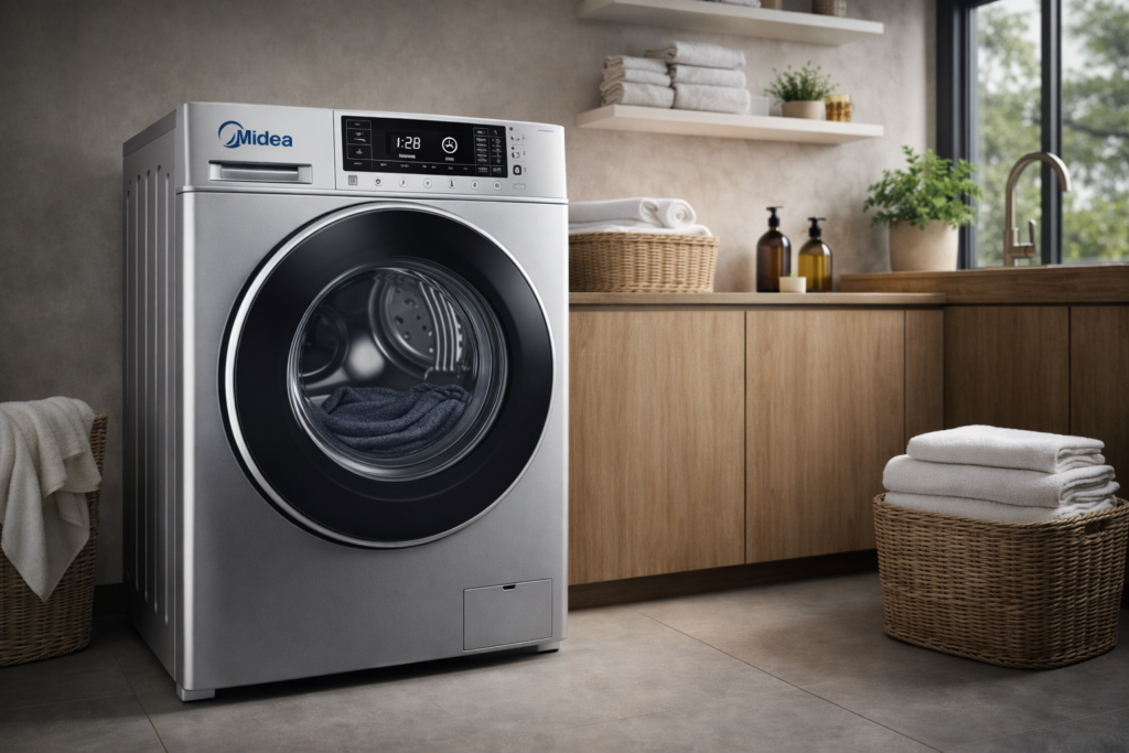 Máquina de lavar em ambiente moderno.