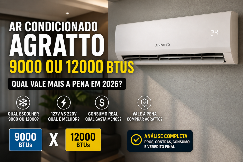 Ar-Condicionado Agratto 9000 ou 12000 BTUs: